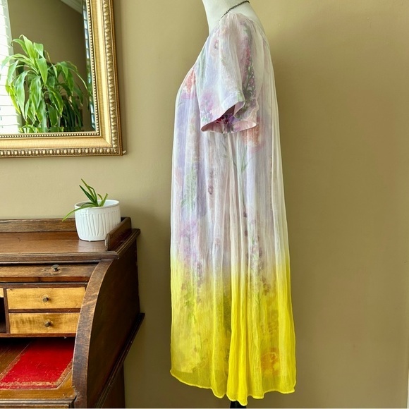 Anthropologie HD in Paris Dipped Chroma Swing Dress Floral Chiffon Ombre Size 14 - Picture 4 of 13